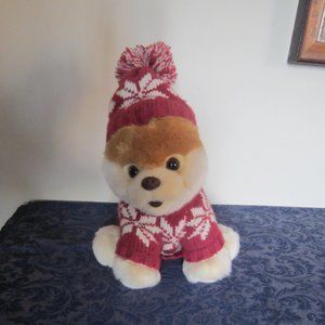 GUND - BOO The World’s Cutest Dog Winter Sweater, Pom Pom Hat Plush Puppy
